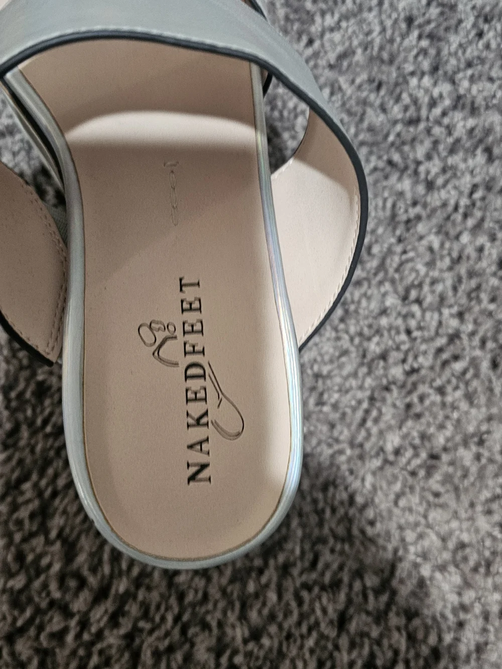 NAKED FEET Iridescent Platform Sandal - Silver SIZE 6.5 Space Age Nostalgia Y2k
